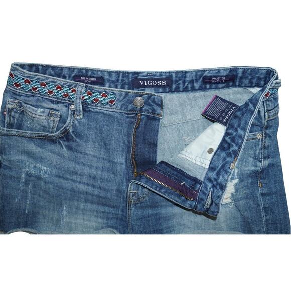 Vigoss “The Jagger” Embroidered Denim Shorts – Size W31 L2 – Tribal Waistband - Picture 2 of 4